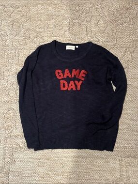 Women's Navy Crewneck Sweater with Red 'GAME DAY' Lettering